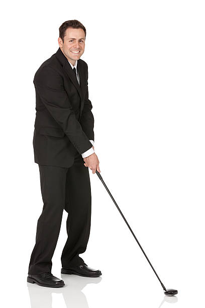 istock Happy businessman playing golf 185237533