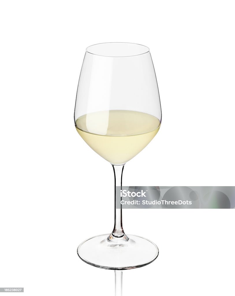 Glass Of White Wine Glass of white wine isolated on the white background. White Wine Stock Photo