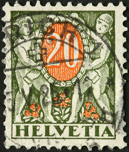 istock very old Swiss postage stamp 185238131