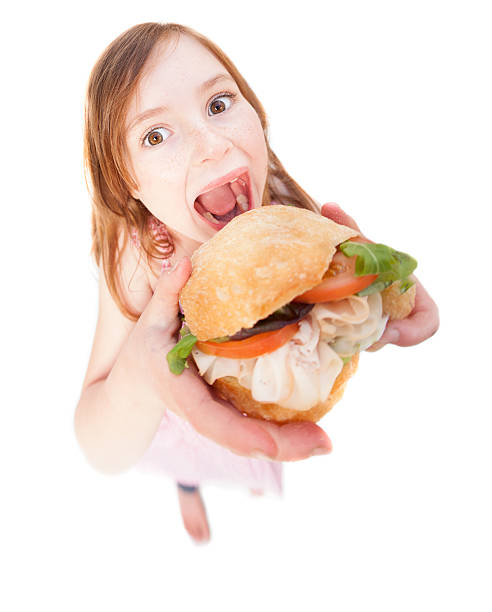 Girl Eating Burger Fisheye-Lens