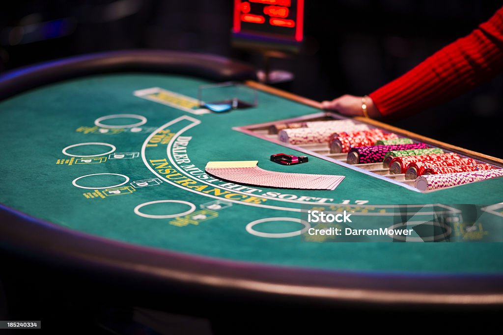 BlackJack Table Stock photo of a actual black jack table in a casino waiting for gamblers. Blackjack Stock Photo