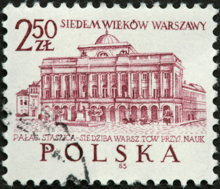 German stamp with neoclassical architecture.
