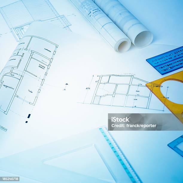 건축 및 엔지니어링 블루 인쇄 프로젝트 0명에 대한 스톡 사진 및 기타 이미지 - 0명, 건설 산업, 건축
