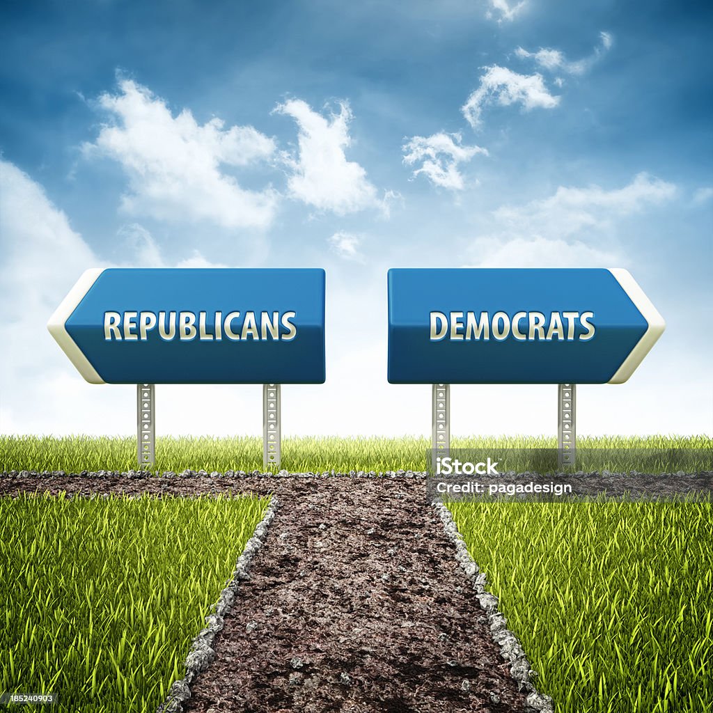 republicans 및 democrats 교차로 - 로열티 프리 US Republican Party 스톡 사진