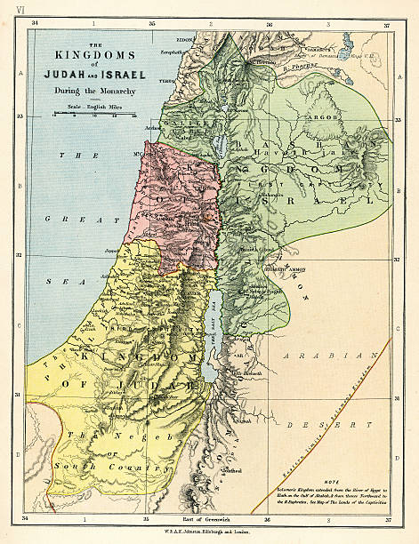 peta lama: kerajaan yudah dan israel - laut-mati ilustrasi stok