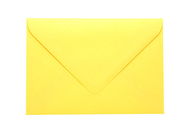 istock Back side of yellow envelope on white background 185242313