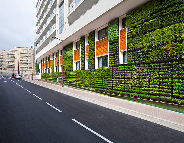 Vertical Garden Office Wall City Environmental Architecture stock photo