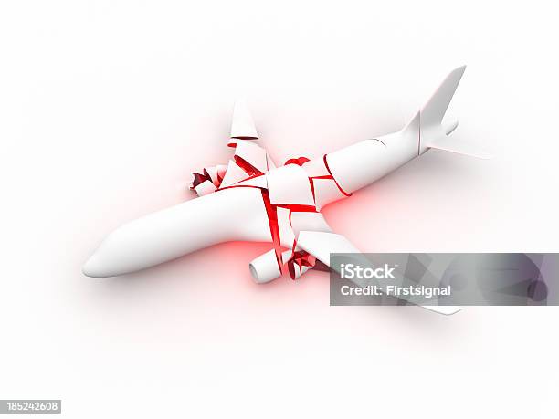 Symbolized 비행기 충돌사고 흰색 배경의 상업용 항공기에 대한 스톡 사진 및 기타 이미지 - 상업용 항공기, 비행기 충돌사고, 폭발