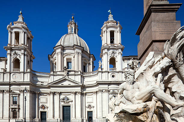 fontanna neptune w rzym, włochy - rome piazza navona church roman mythology zdjęcia i obrazy z banku zdjęć