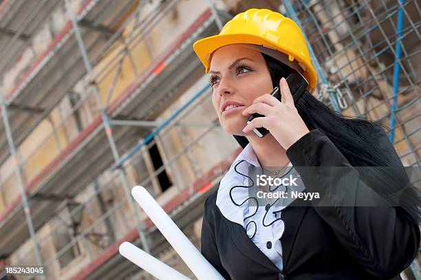 Mujer Ingeniero Foto de stock y más banco de imágenes de Accesorio de cabeza - Accesorio de cabeza, Adulto, Alegre