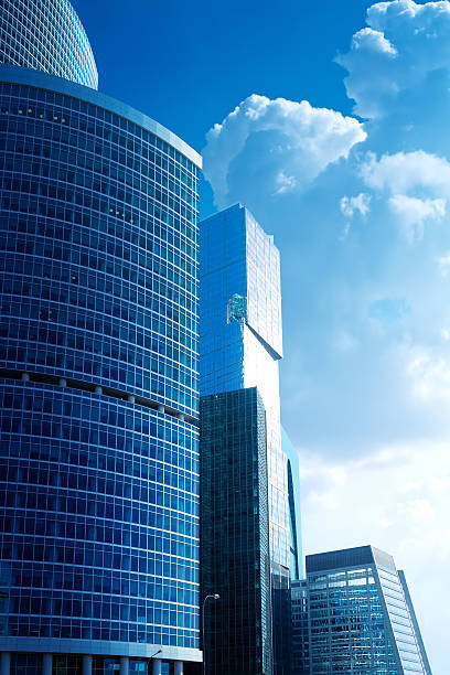 istock High modern skyscrapers over blue sky 185243046