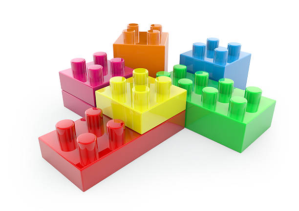 Plastic building blocks stock photo