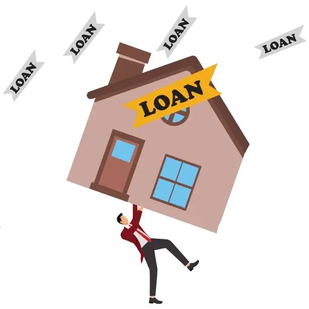 Vector illustration of Home Loan businessman, Businessman under the Big House