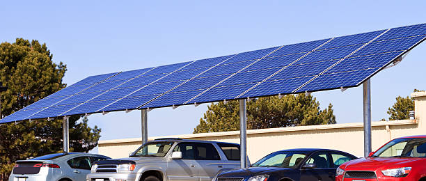 Solar powered panel stock photo