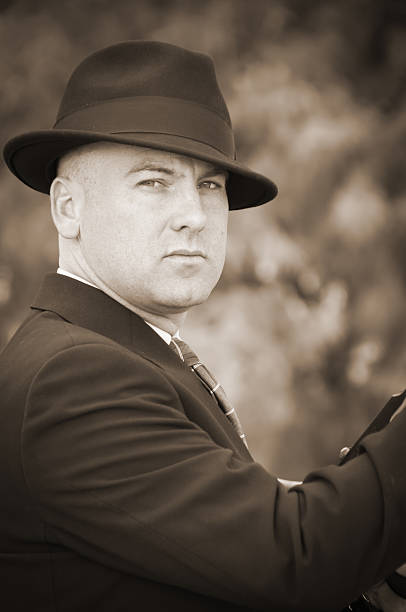 istock Sepia man wearing fedora 185243969