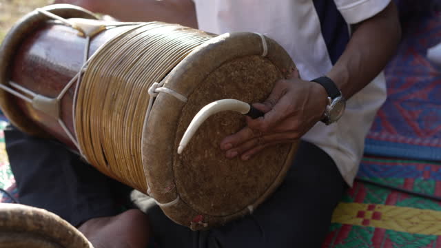 Musicians play Thai Malaysian style drum