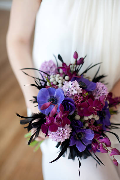 istock Bright purple wedding bouquet 185244246