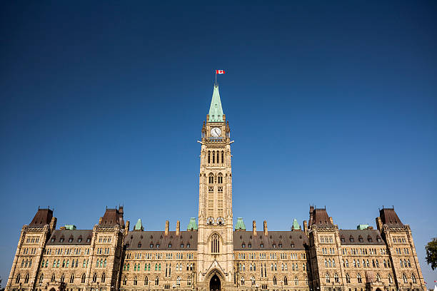 Government Building on Parliament Hill in Ottawa "Parliament Building with Peace Tower on Parliament Hill in Ottawa,Canada" parliament hill ottawa stock pictures, royalty-free photos & images