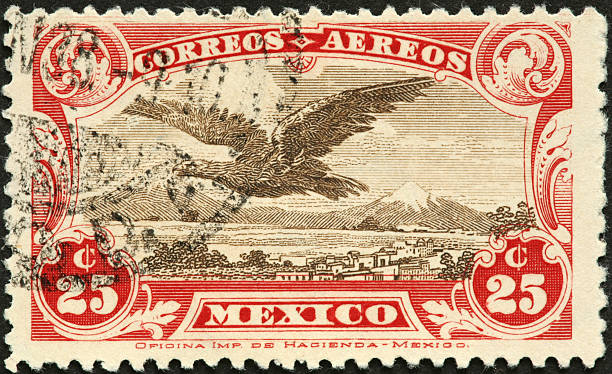 istock eagle over a Mexicn town and volcano 185244733