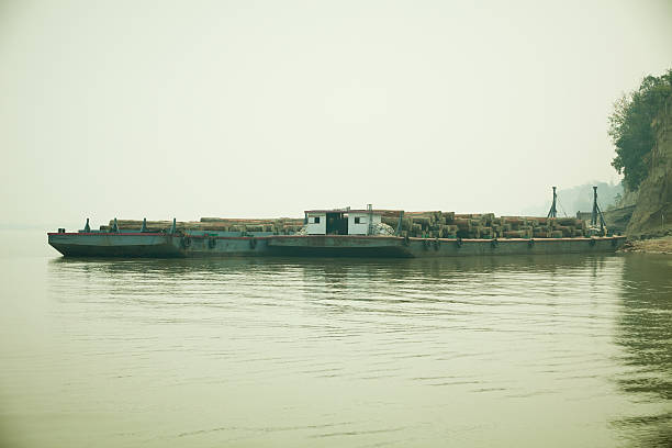 istock Barges loaded with teak wood on Ayeyarewady river 185244857