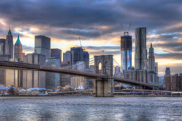 istock Sunset over Brooklyn bridge in NYC 185245051