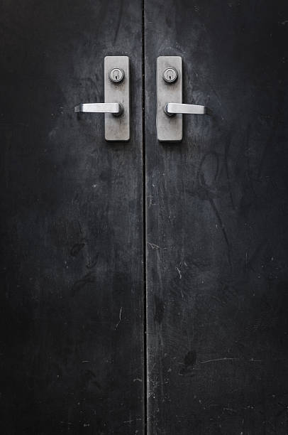 istock Dirty black doors 185245181