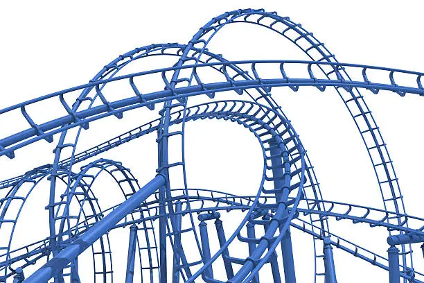 Photo of The loops of a blue rollercoaster track