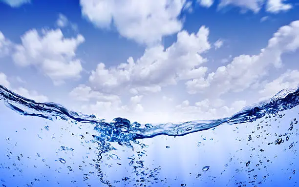 Pure water against cloudscape