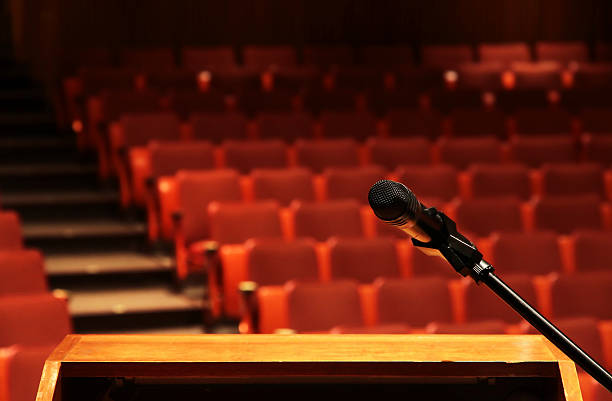 istock Red Cinema seats and podium 185245576