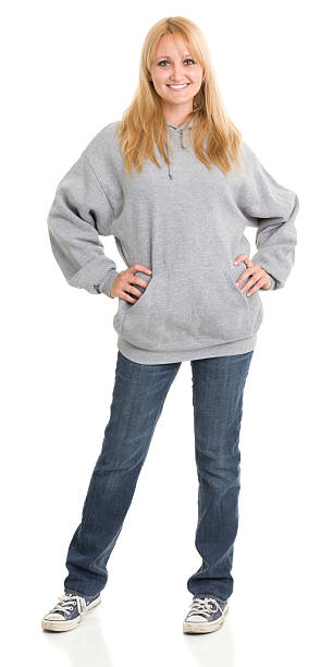 istock Happy Woman In Sweatshirt and Jeans 185245650