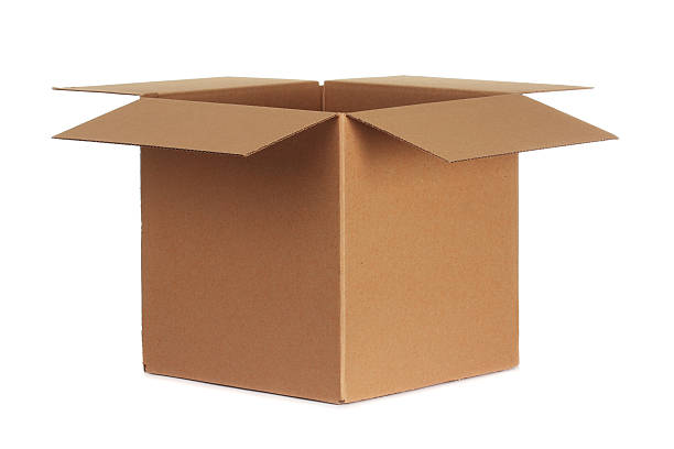 Blank Cardboard Box Blank cardboard isolated on white background. brown box stock pictures, royalty-free photos & images