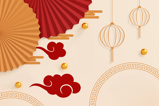 Embrace prosperity in 2024! Elevate designs with Year of the Dragon's red and gold charm, Symbolizing Prosperity and Cultural Richness. \nLuxurious 3D illustrations for festive greeting cards and podium displays.