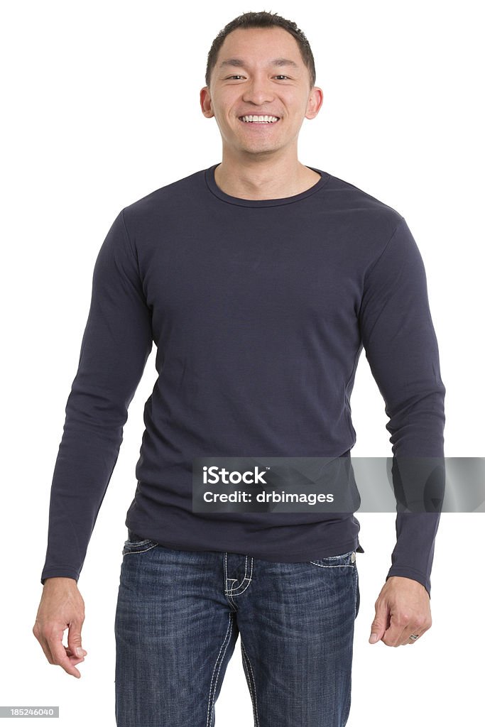 Happy Smiling Asian Man Portrait of a young man on a white background. 20-29 Years Stock Photo