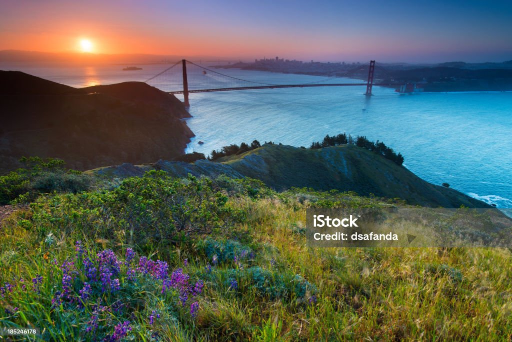 Marin Headlands Sunrise over the San Francisco Bay Bay of Water Stock Photo