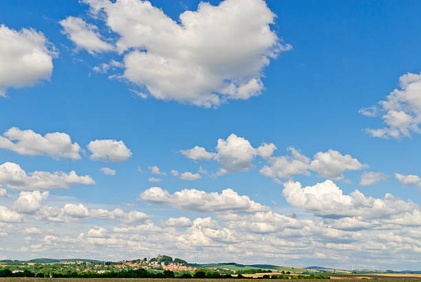 Overlooking the historic town Stolpen and environment, Saxony, Germany