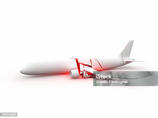 Simbolizadas Acidente De Avião No Fundo Branco - Fotografias de stock e mais imagens de Acidente - Conceito - Acidente - Conceito, Acidente - Evento Relacionado com o Transporte, Acidente de Avião