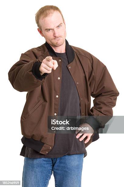 Tough Man Points At Camera Stock Photo - Download Image Now - Men, Threats, Redhead