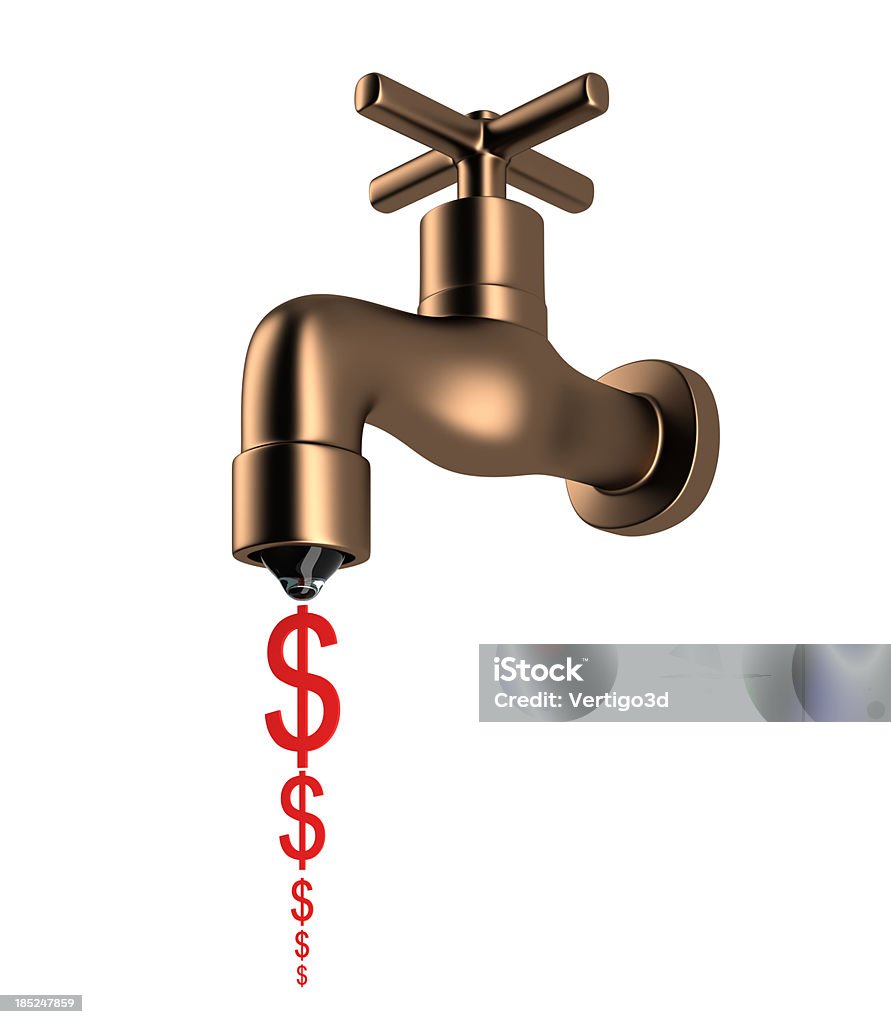 Save water concept Save water conceptmetallic faucet with single drop and dollar icon on white backgroundSave waterSave natureSave money Bankruptcy Stock Photo