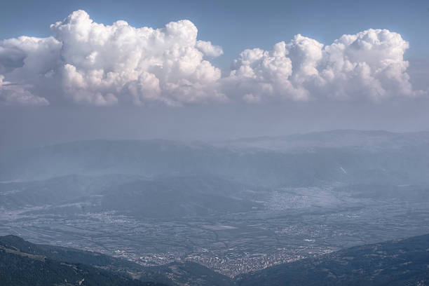 Tetovo Macedonia Clouds accumulate over the city of Tetovo in northwestern Macedonia, as seen from the nearby Kobilice mountain. tetovo stock pictures, royalty-free photos & images