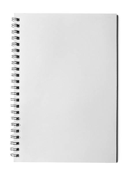 Blank page of notebook on white background stock photo