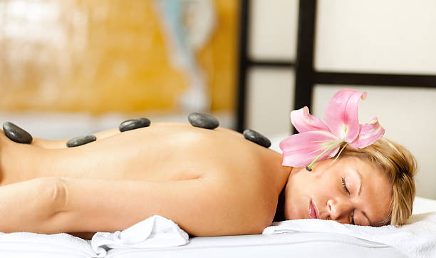 istock Woman having a massage with lastones 185249233