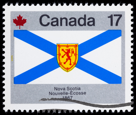 1979 Canada postage stamp with an image of the provincial flag of Nova Scotia.