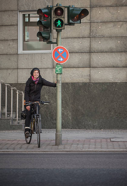 istock Woman Commuting Stop at a Traffic Light 185249446