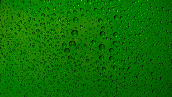 Water drops in green background