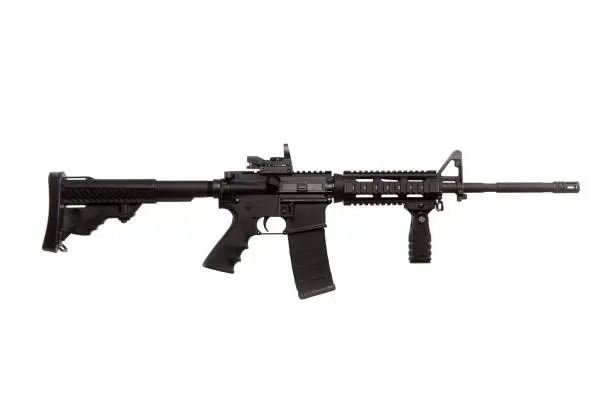 AR-15 Assault rifle isolated on a white background.