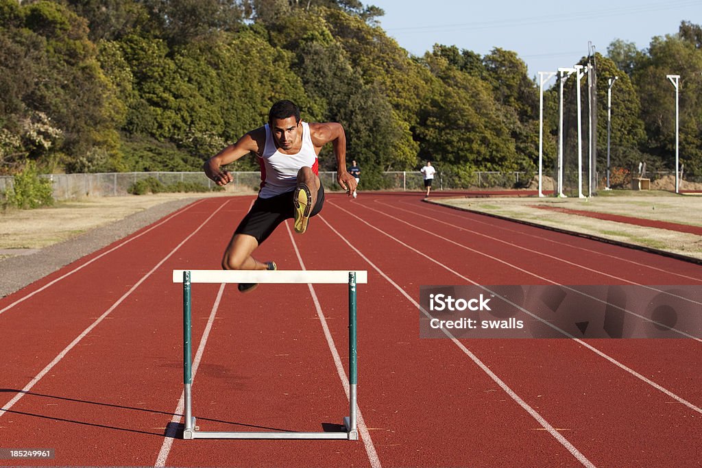 뛰어내림 Track Athlete - 로열티 프리 근육질 체격 스톡 사진