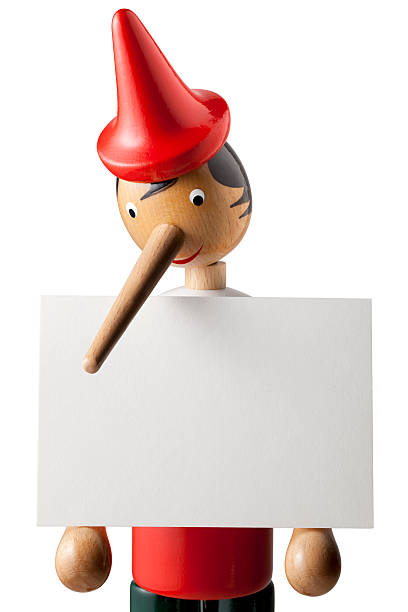 istock Lie. Pinocchio with a long nose. 185250975