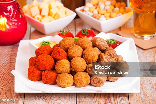 Dutch Food Bittergarnituur Or Bitterballen Deep Fried Snacks Stock Photo - Download Image Now