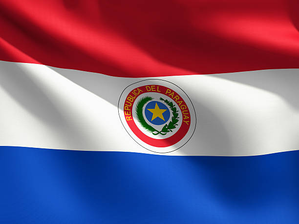 Primer plano de bandera-Paraguay - foto de stock