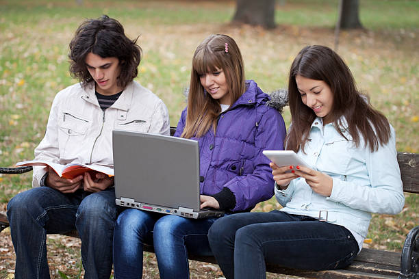 istock Teenagers studying in the park. 185251759
